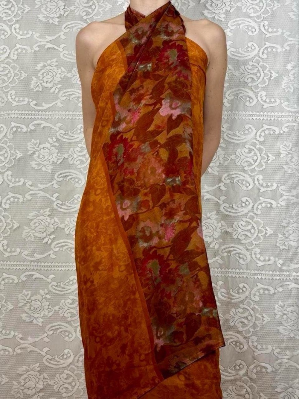 Vintage Boho Floral Halter Wrap Dress✨